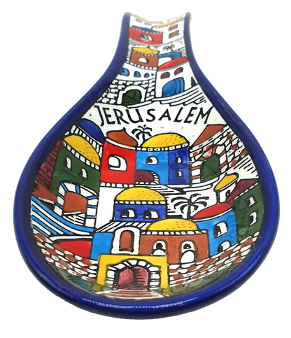 Handmade ceramic spoon rest hebron pottery by palestinian artisans