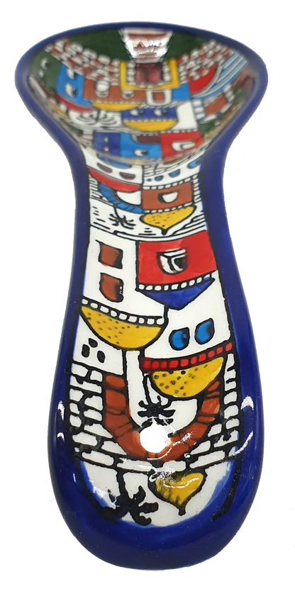 Handmade ceramic spoon rest hebron pottery by palestinian artisans