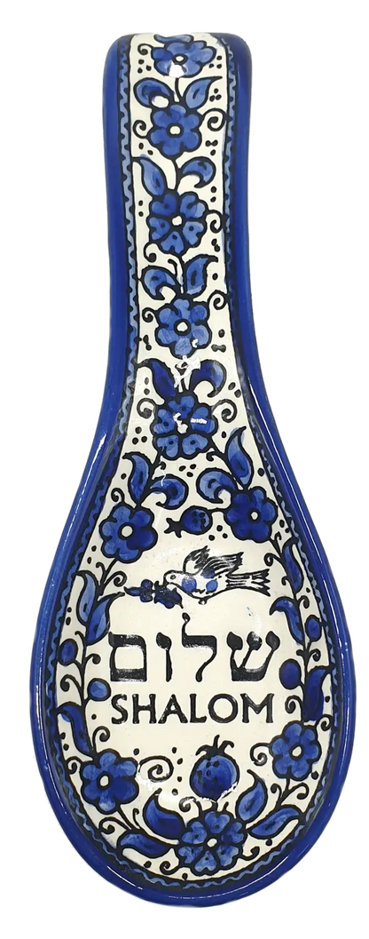 Handmade ceramic spoon rest hebron pottery by palestinian artisans - cr062