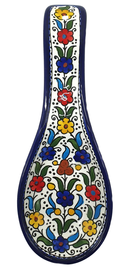 Handmade ceramic spoon rest hebron pottery by palestinian artisans - cr063