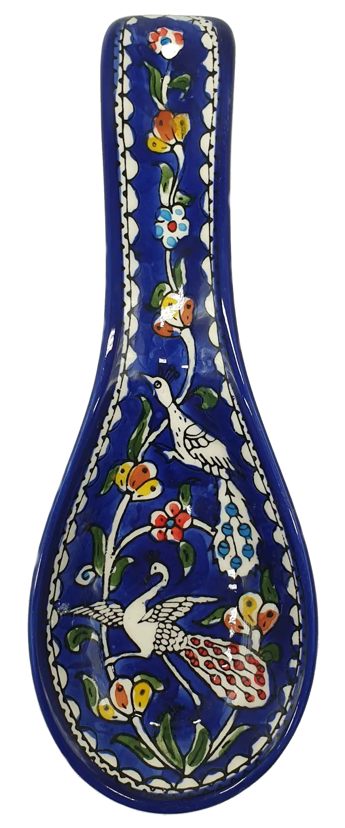 Handmade ceramic spoon rest hebron pottery by palestinian artisans - cr065