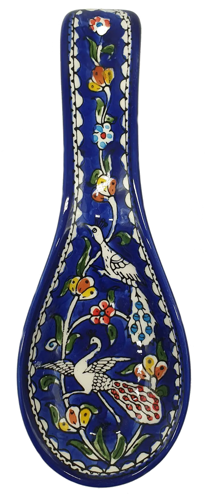 Handmade ceramic spoon rest hebron pottery by palestinian artisans - cr065