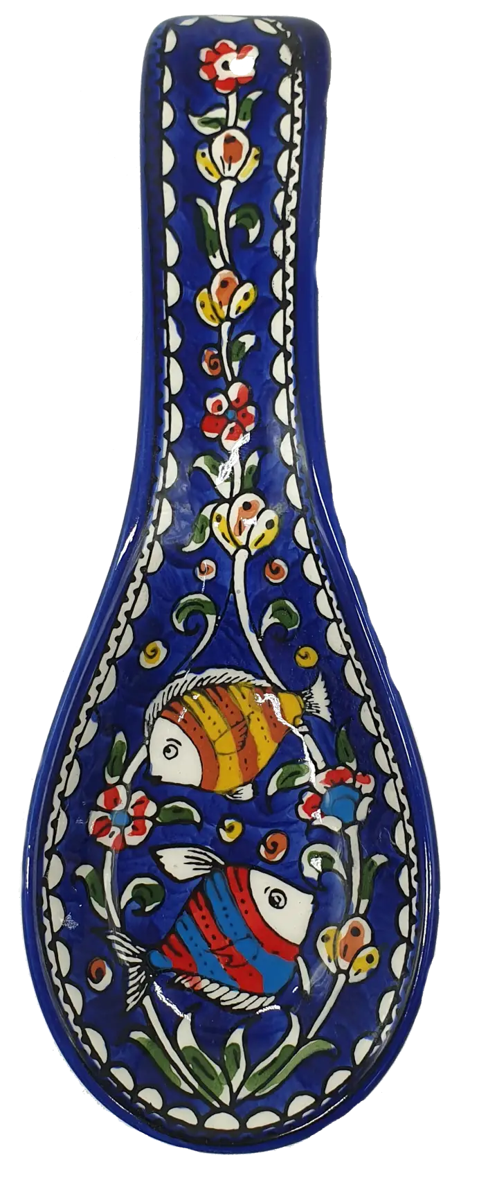 Handmade ceramic spoon rest hebron pottery by palestinian artisans - cr066