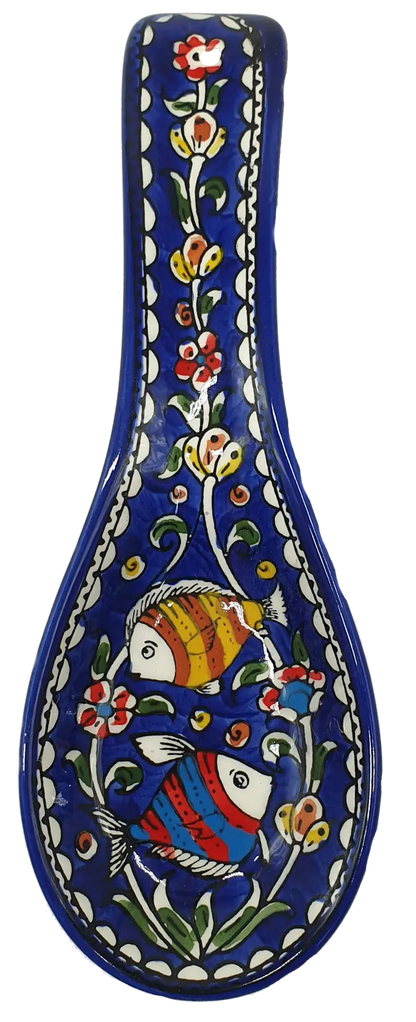Handmade ceramic spoon rest hebron pottery by palestinian artisans - cr066