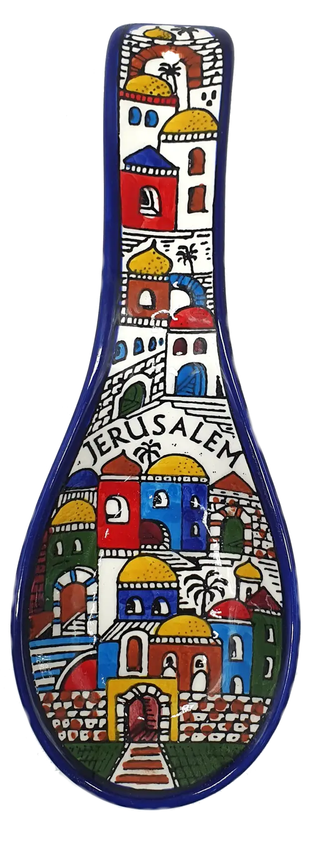 Handmade ceramic spoon rest hebron pottery by palestinian artisans - cr067