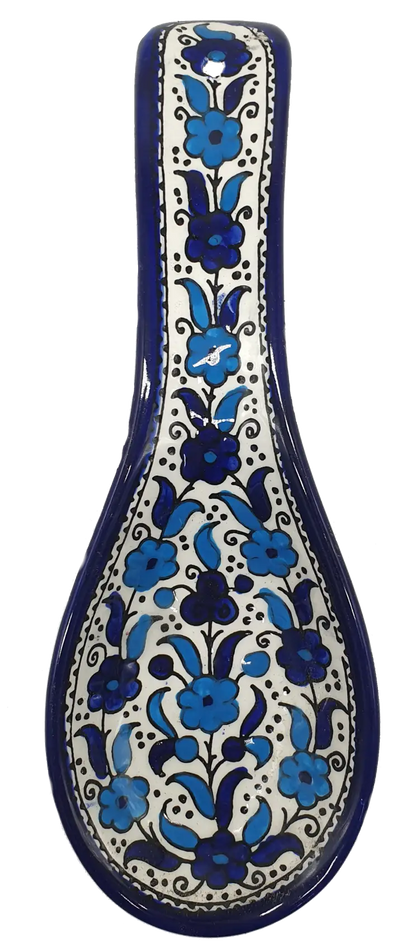 Handmade ceramic spoon rest hebron pottery by palestinian artisans - cr068