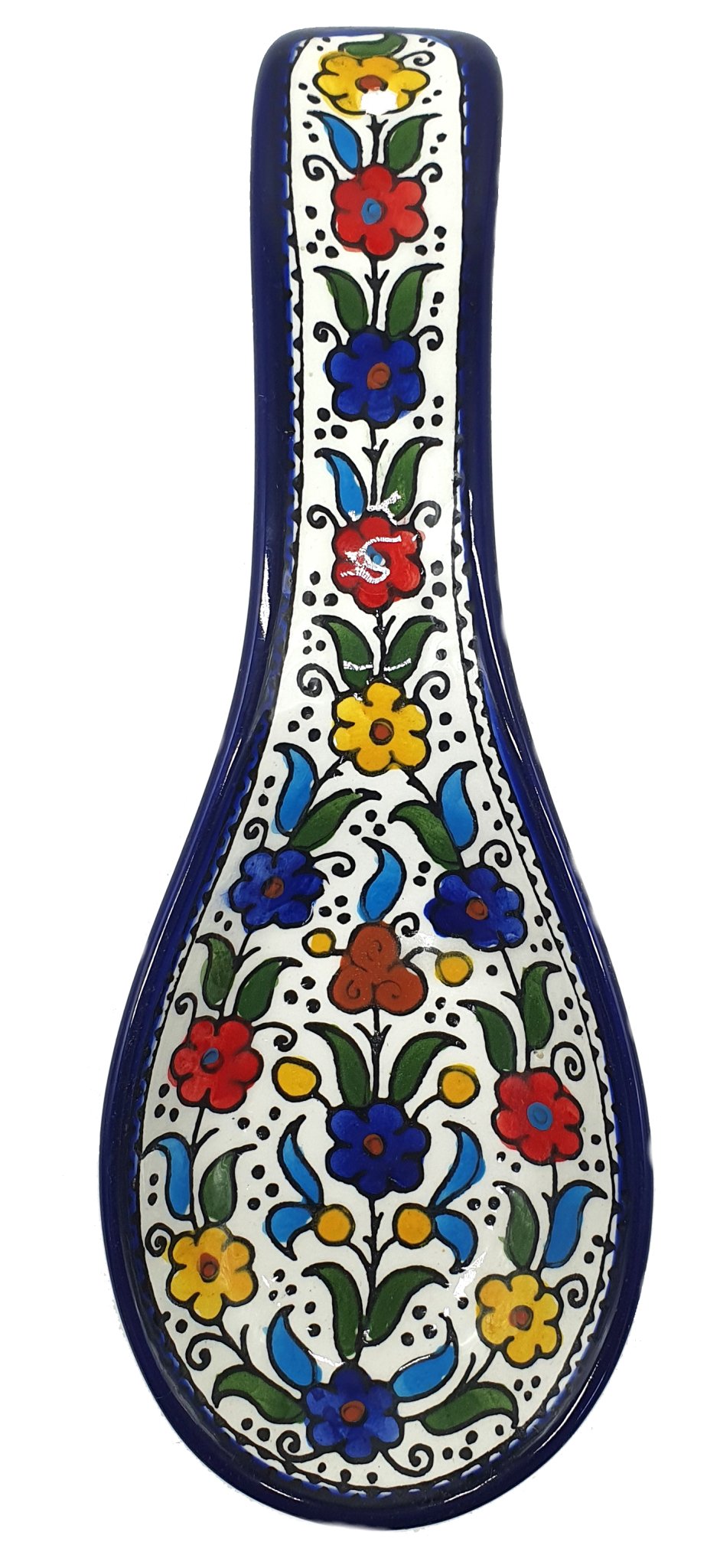 Handmade Ceramic Spoon Rest - High - Quality Hebron Pottery by Palestinian Artisans - Zuluf