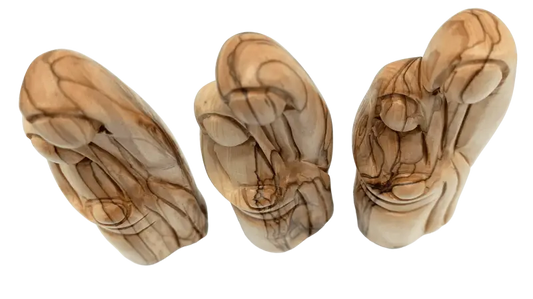 Handmade holy family sculpture natural olive wood from bethlehem