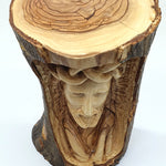 Handmade Jesus Head Sculpture - Carved from Olive Wood Branch in the Holy Land, Bethlehem | High - Quality Religious Decor and Gift - Zuluf