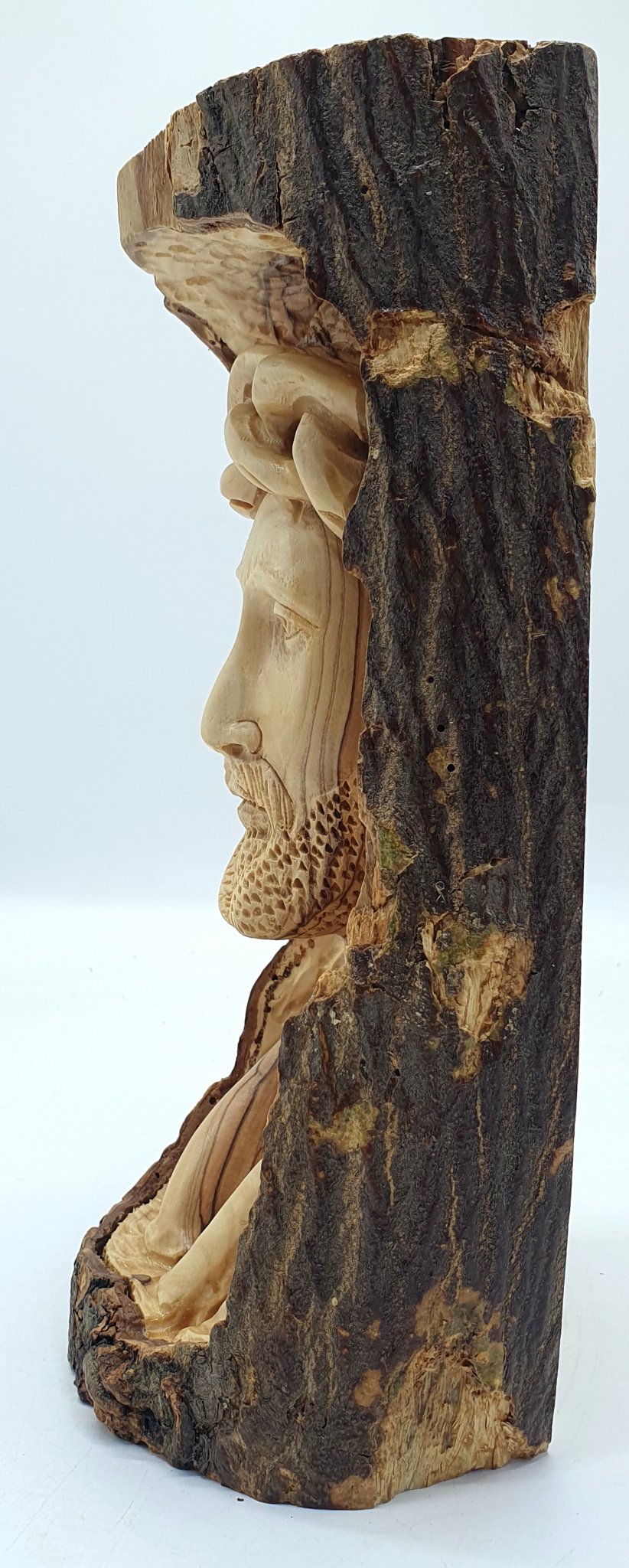 Handmade Jesus Head Sculpture - Carved from Olive Wood Branch in the Holy Land, Bethlehem | High - Quality Religious Decor and Gift - Zuluf