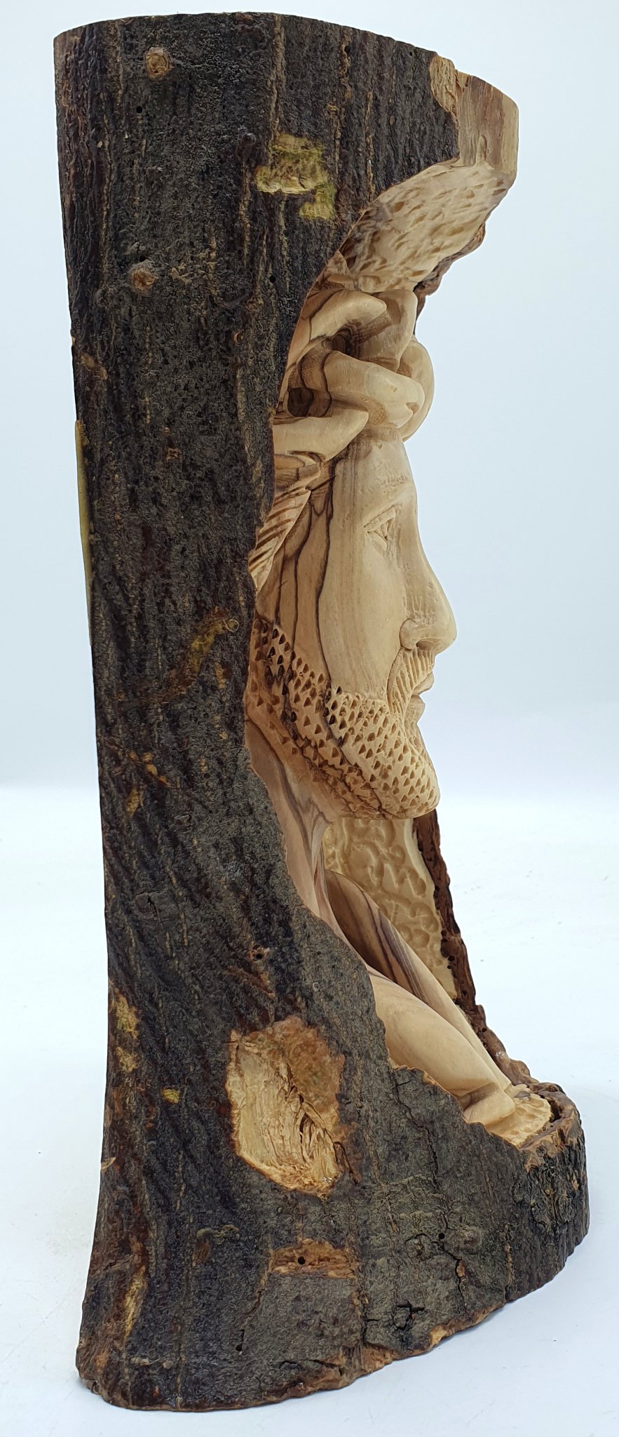 Handmade Jesus Head Sculpture - Carved from Olive Wood Branch in the Holy Land, Bethlehem | High - Quality Religious Decor and Gift - Zuluf