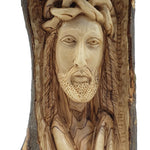 Handmade Jesus Head Sculpture - Carved from Olive Wood Branch in the Holy Land, Bethlehem | High - Quality Religious Decor and Gift - Zuluf