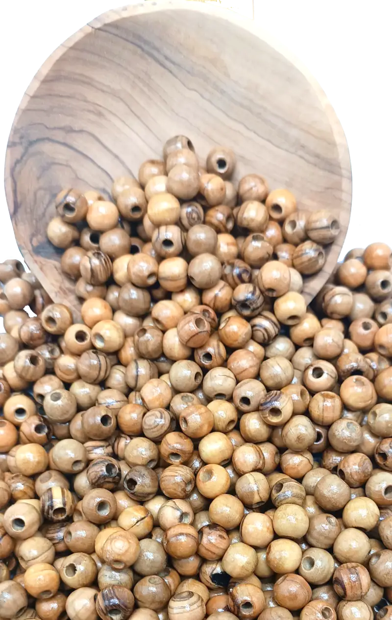 Handmade olive wood beads 10mm from bethlehem