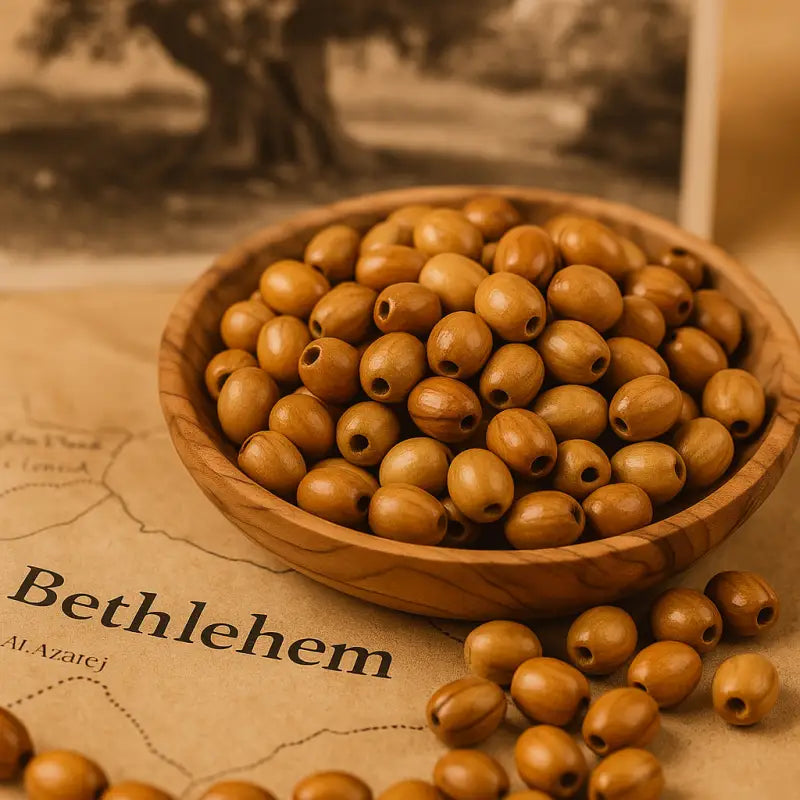Handmade olive wood beads from bethlehem 8mm oval