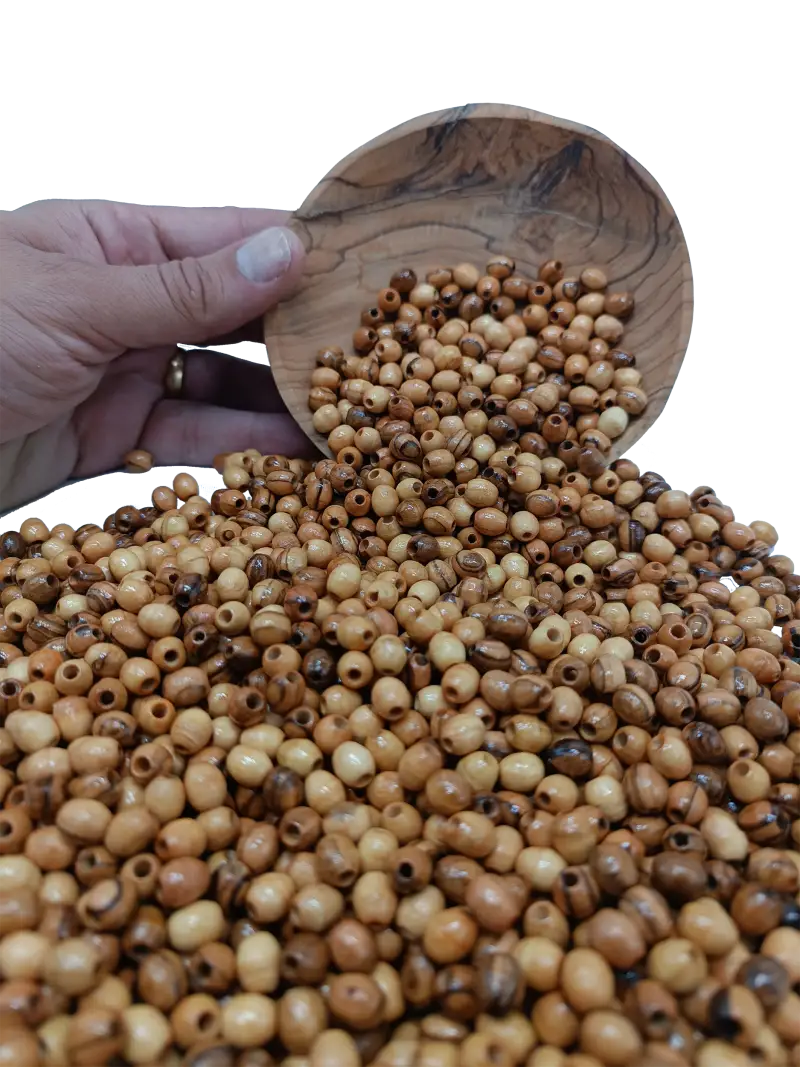 Handmade olive wood beads from bethlehem 8mm oval