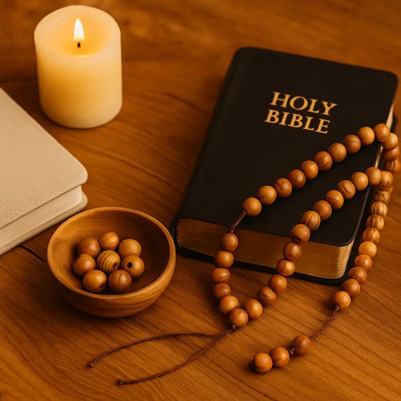 Handmade olive wood beads from bethlehem 9mm