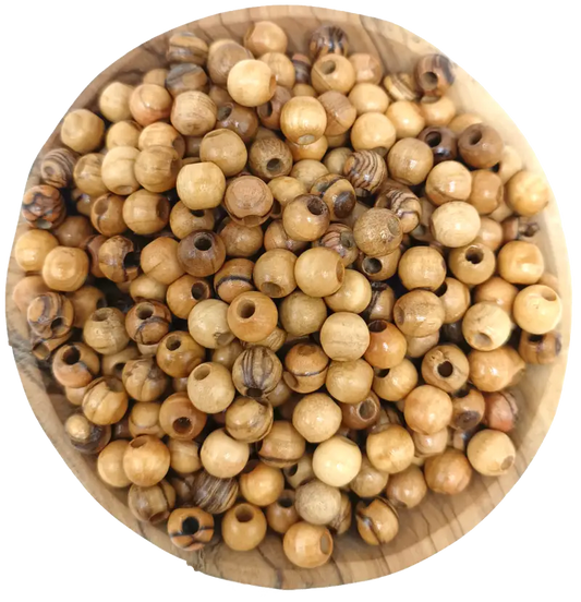 Handmade olive wood beads from bethlehem 9mm