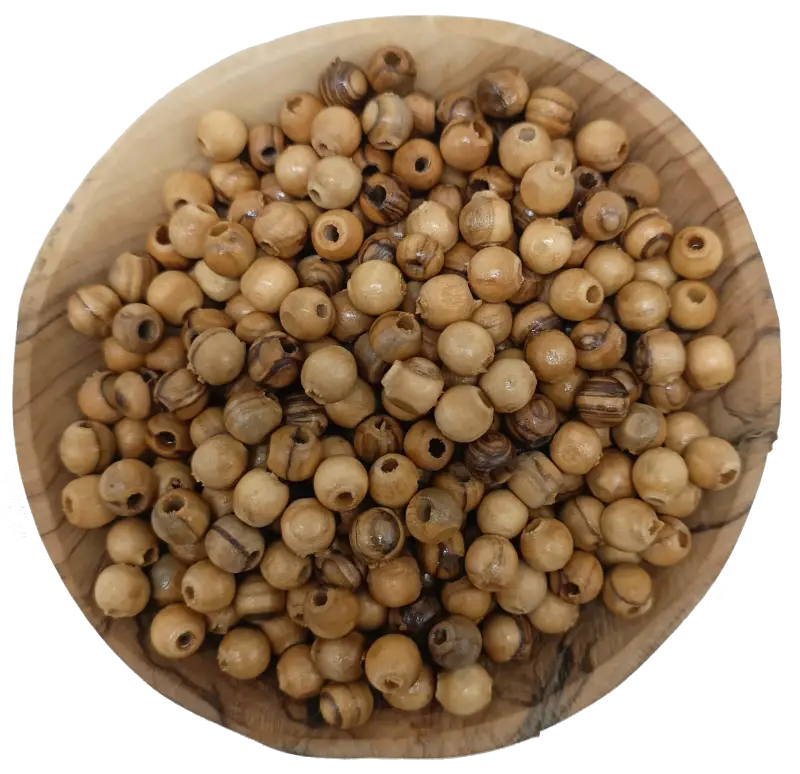 Handmade olive wood beads from bethlehem and nazareth 7mm round