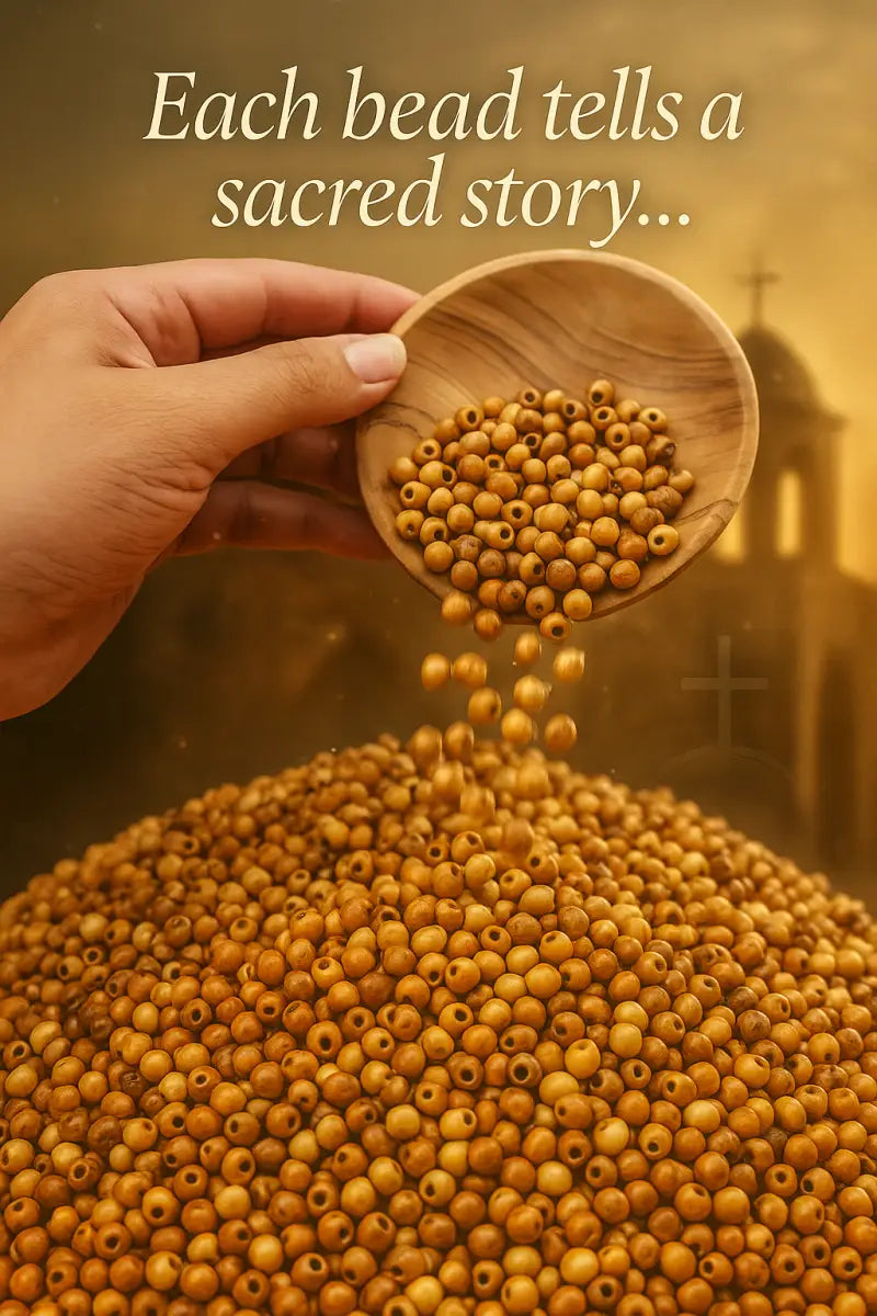 Handmade olive wood beads from bethlehem and nazareth 7mm round