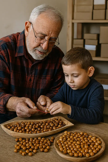 Handmade olive wood beads from bethlehem and nazareth 7mm round