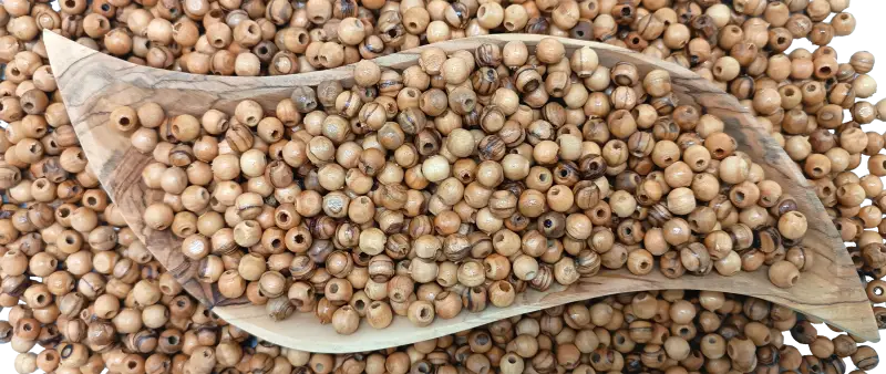 Handmade olive wood beads from bethlehem and nazareth 7mm round