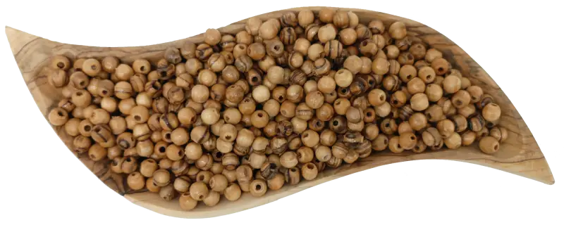 Handmade olive wood beads from bethlehem and nazareth 7mm round