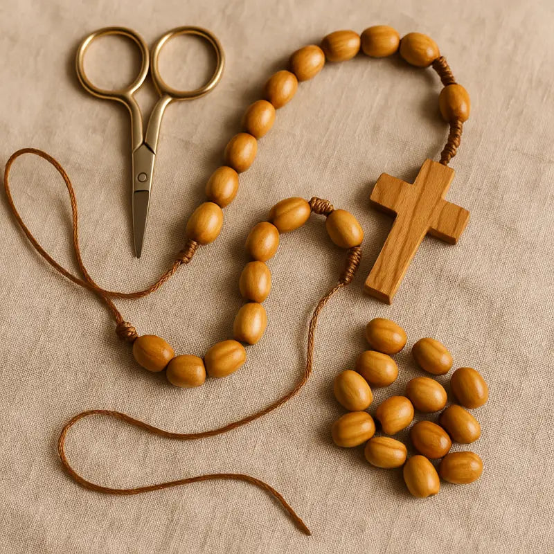 Handmade olive wood beads from the holy land 9mm oval