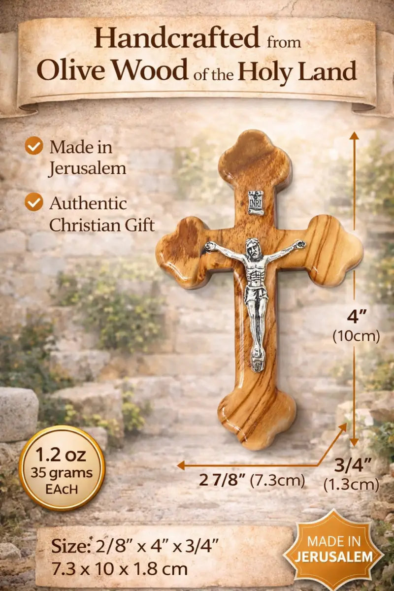 Handmade olive wood cross from jerusalem holy land christian crucifix wall cross, - crosses