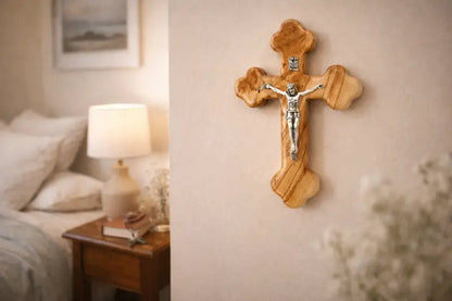 Handmade olive wood cross from jerusalem holy land christian crucifix wall cross, - crosses