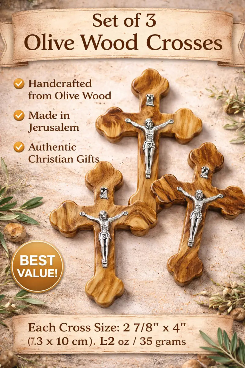 Handmade olive wood cross from jerusalem holy land christian crucifix wall cross, - crosses