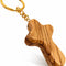 Handmade Olive Wood Cross Keychain from Bethlehem – Holy Land Christian Key Ring with Certificate of Origin, 2.4 x 1.4 Inches