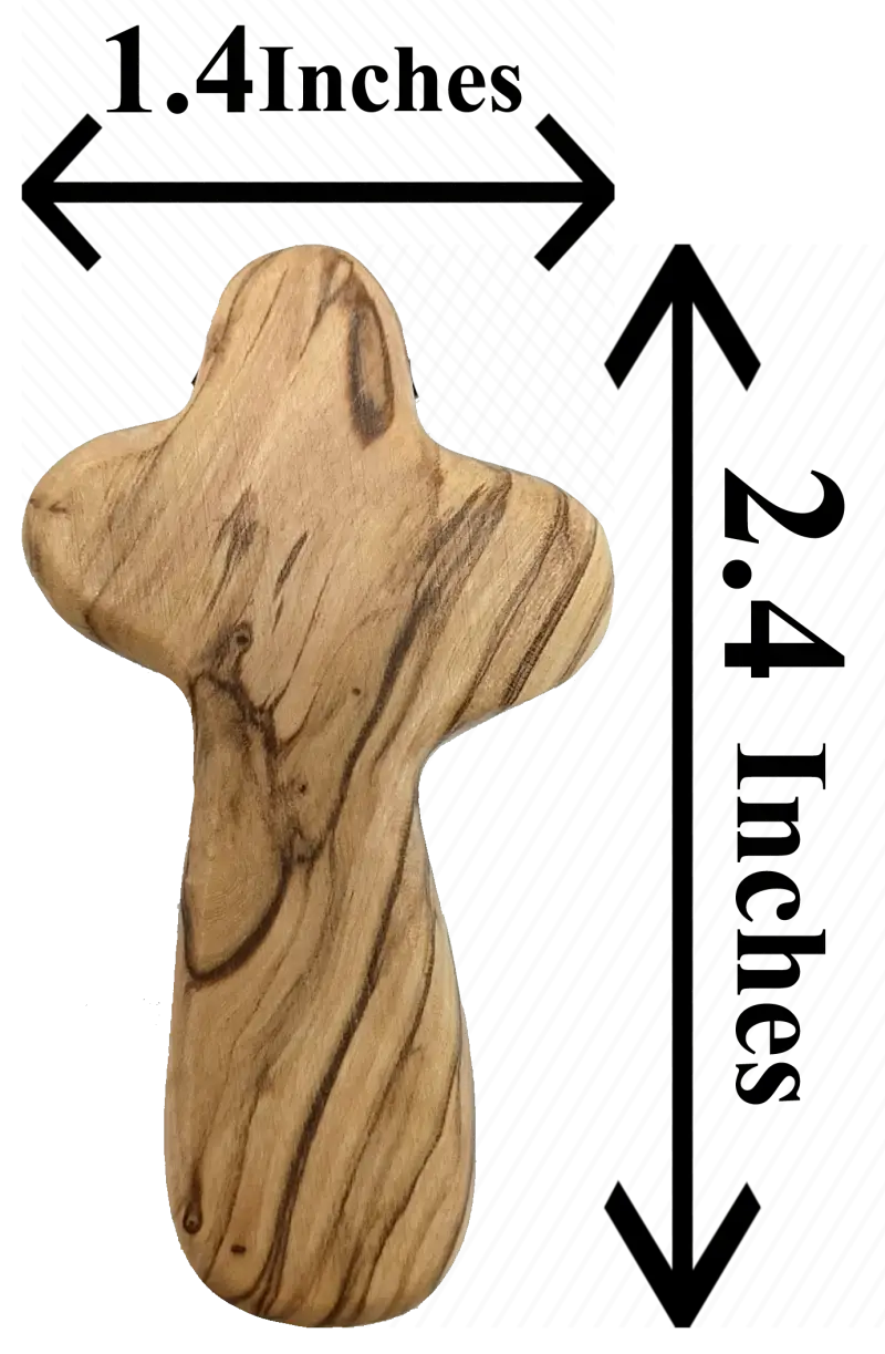 Handmade olive wood cross necklace from bethlehem – holy land christian pendant with cord 2.4 x 1.4 inches - crosses