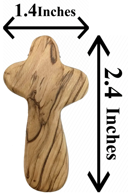 Handmade olive wood cross necklace from bethlehem – holy land christian pendant with cord 2.4 x 1.4 inches - crosses