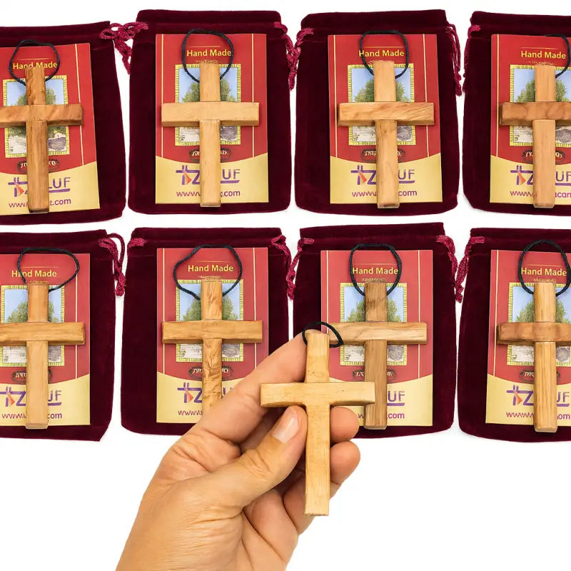 Handmade olive wood cross pendant necklace for all ages - 10 - charm