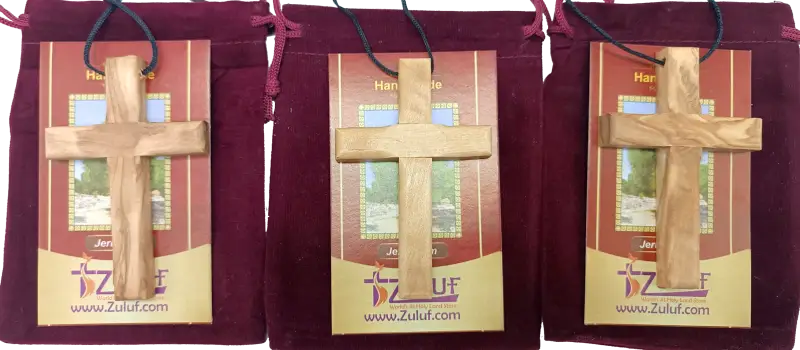 Handmade olive wood cross pendant necklace for all ages - 3 - charm
