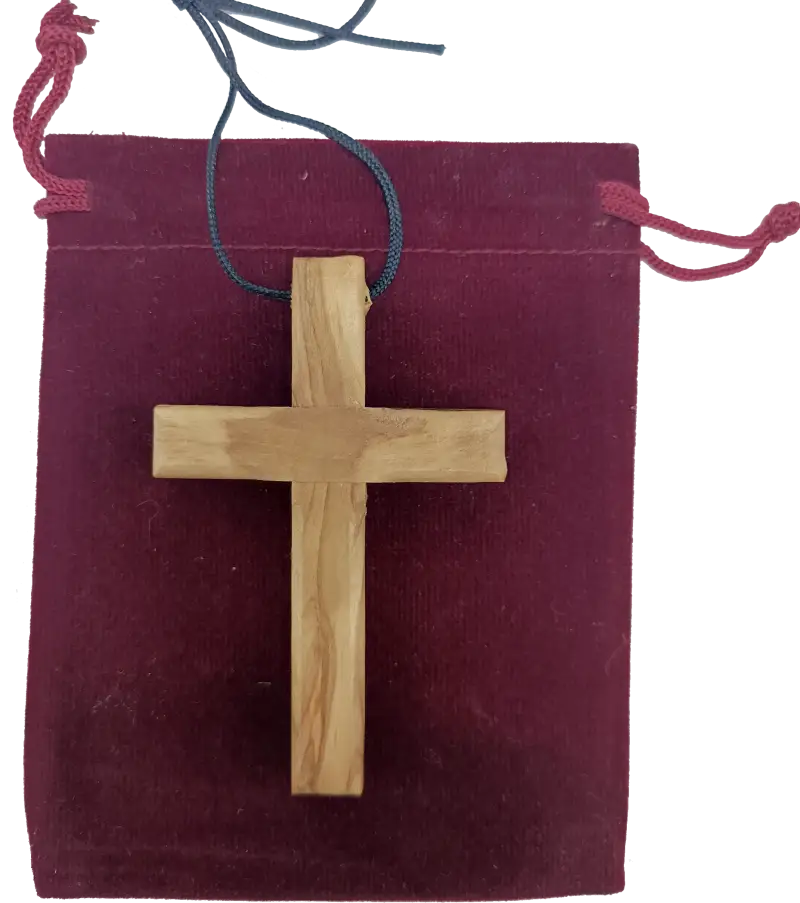 Handmade olive wood cross pendant necklace for all ages - charm