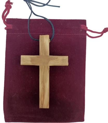 Handmade olive wood cross pendant necklace for all ages - charm