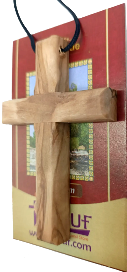 Handmade olive wood cross pendant necklace for all ages - charm