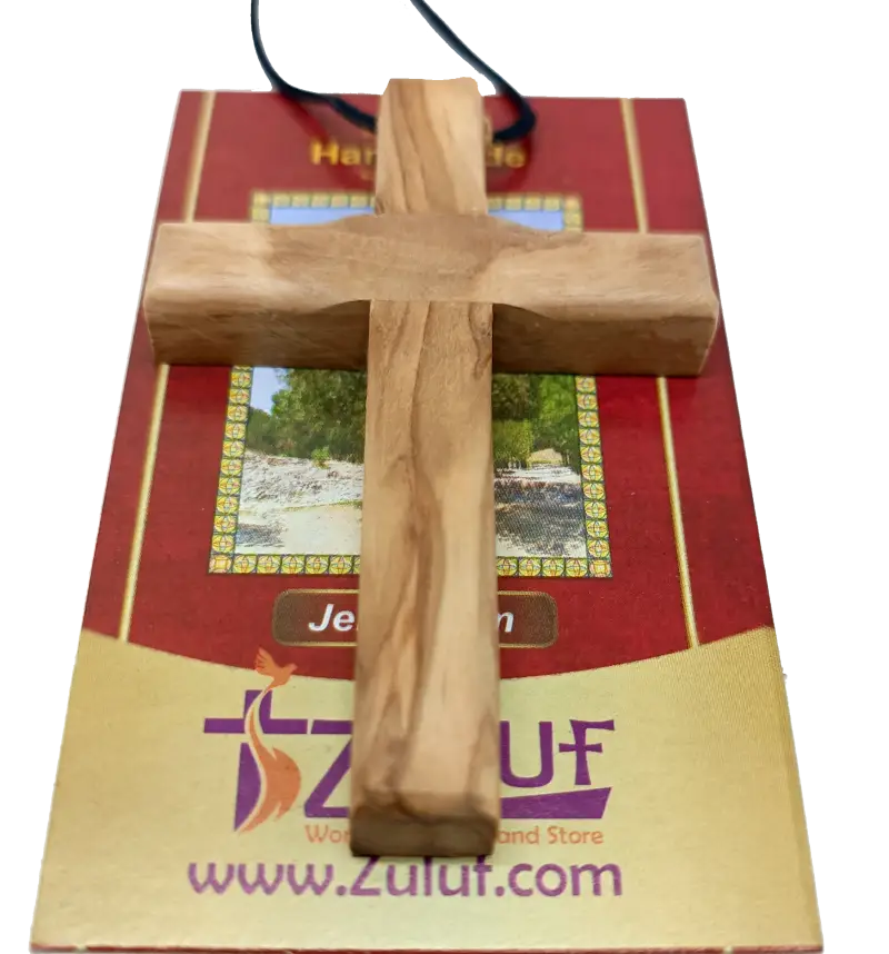Handmade olive wood cross pendant necklace for all ages - charm
