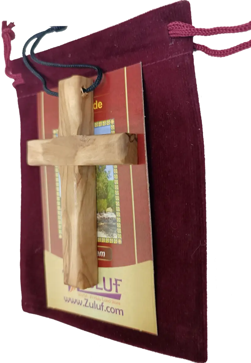 Handmade olive wood cross pendant necklace for all ages - charm