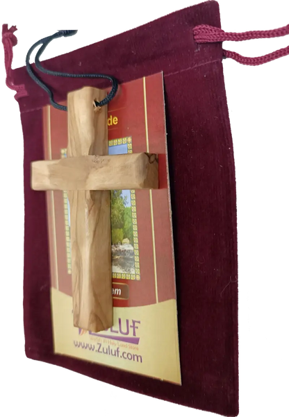Handmade olive wood cross pendant necklace for all ages - charm