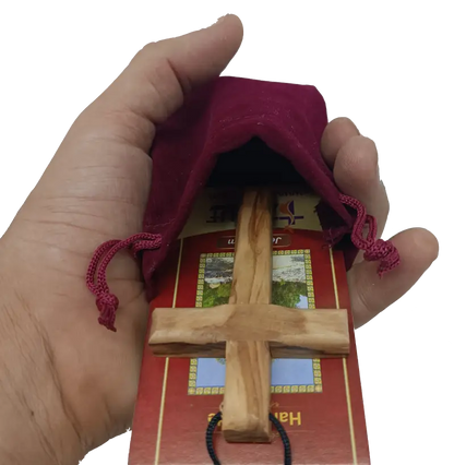 Handmade olive wood cross pendant necklace for all ages - charm