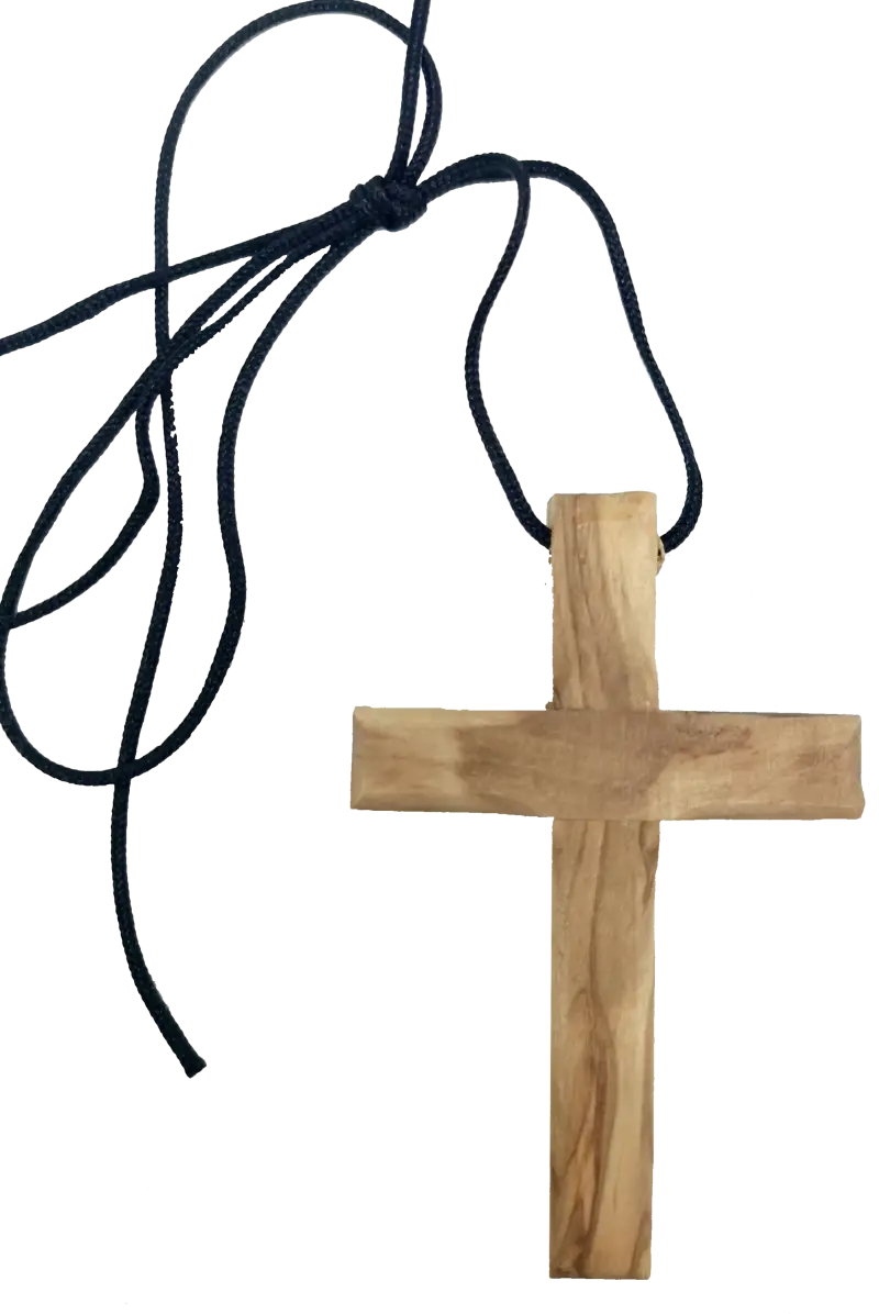 Handmade olive wood cross pendant necklace for all ages - charm