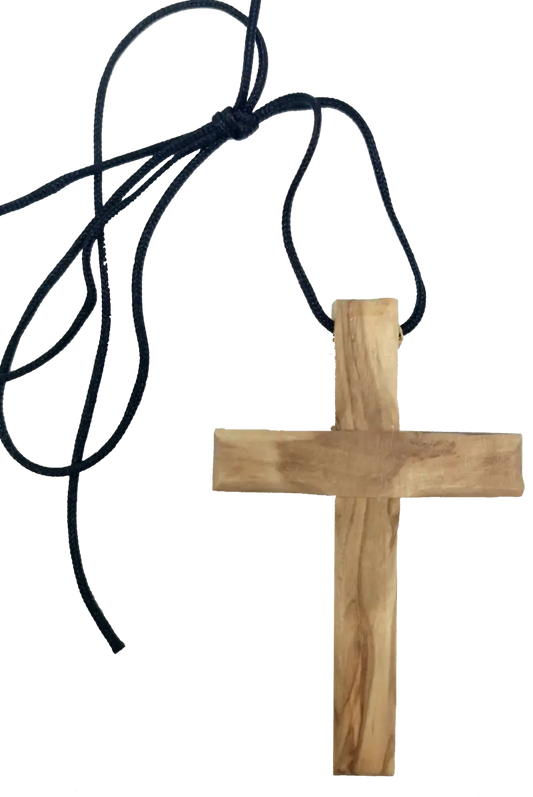 Handmade olive wood cross pendant necklace for all ages - charm