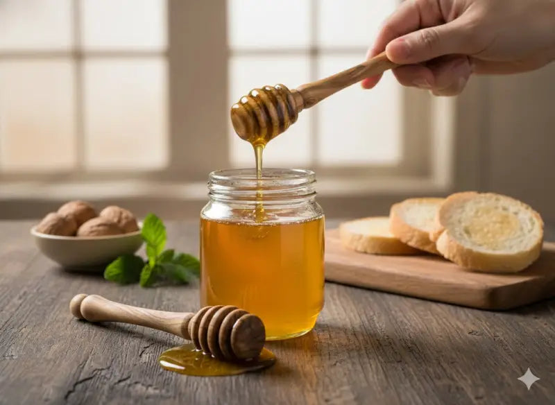 Handmade olive wood honey dipper | natural wooden spoon drizzler | server | 5.7 inch | handcrafted in bethlehem