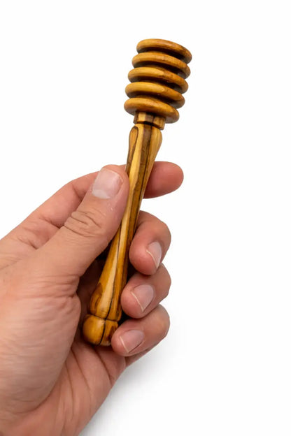 Handmade olive wood honey dipper | natural wooden spoon drizzler | server | 5.7 inch | handcrafted in bethlehem