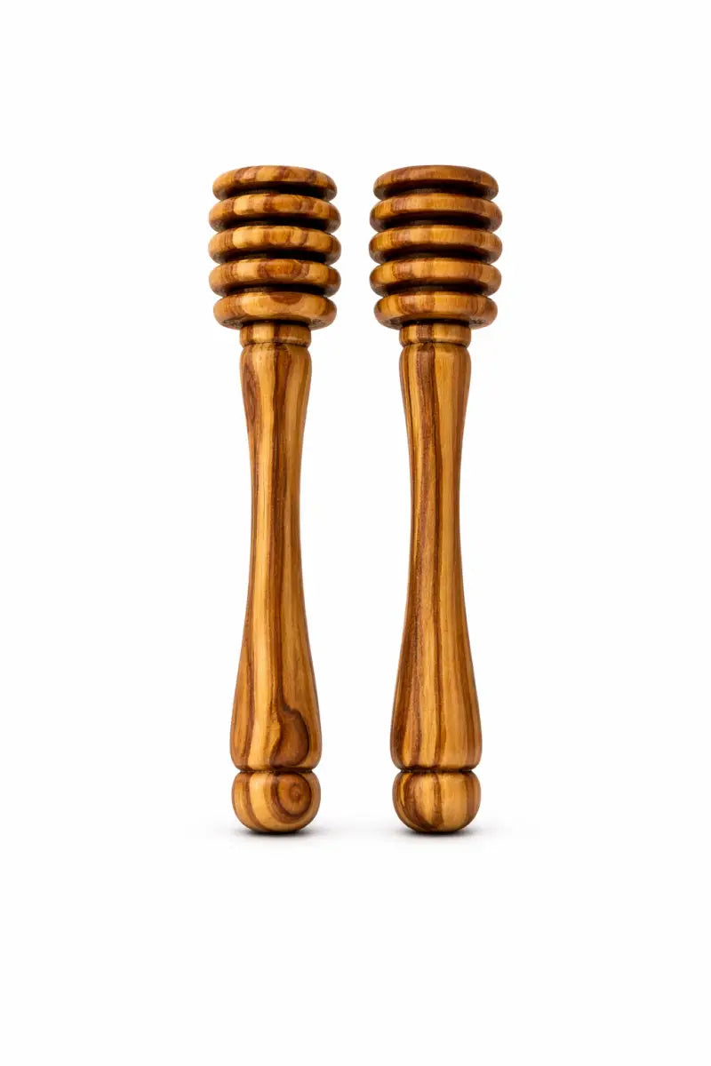 Handmade olive wood honey dipper | natural wooden spoon drizzler | server | 5.7 inch | handcrafted in bethlehem