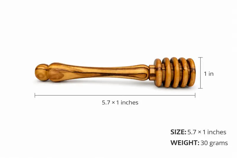 Handmade olive wood honey dipper | natural wooden spoon drizzler | server | 5.7 inch | handcrafted in bethlehem