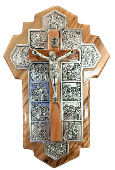 Handmade olive wood jerusalem cross with 14 stations – crafted in the holy land a meaningful gift from - crosses