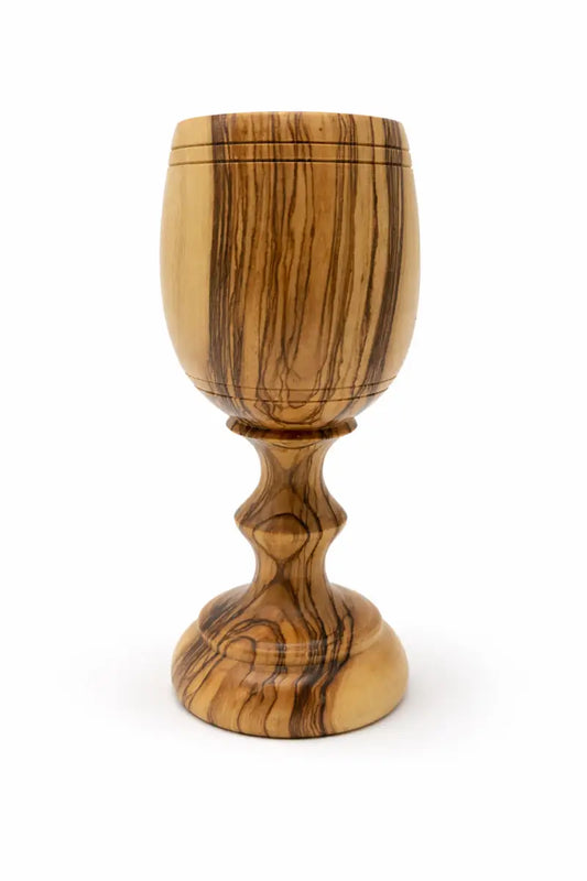 Handmade olive wood medium cup from bethlehem | holy land wooden chalice - 1 - cup